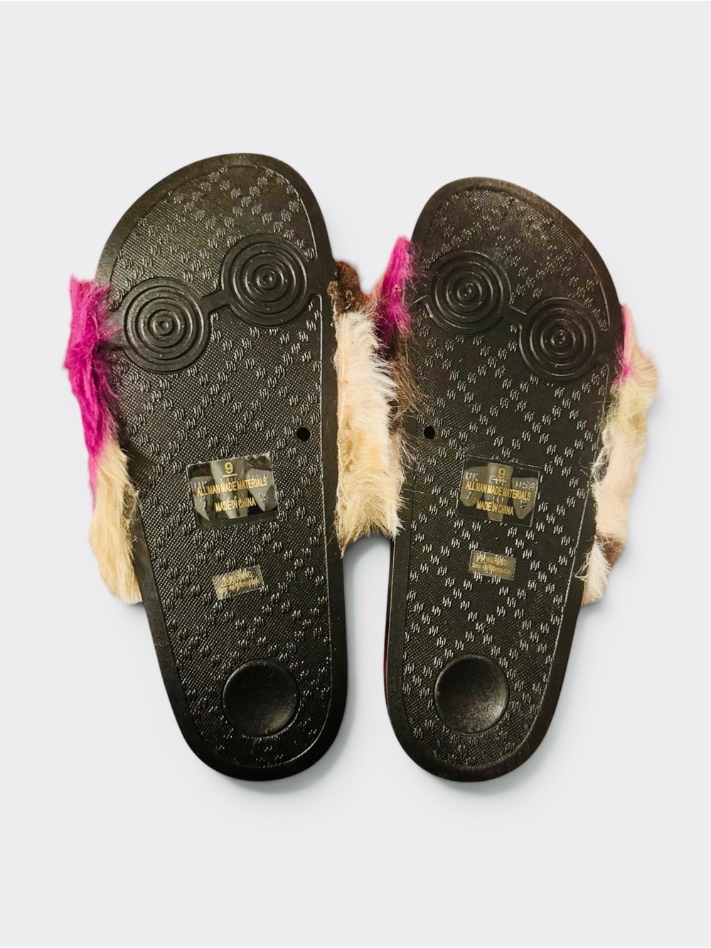 H2K Faux Fur Slide Sandals - Multicolor/Purple/Pink/Cream/Brown - Picture 7 of 9